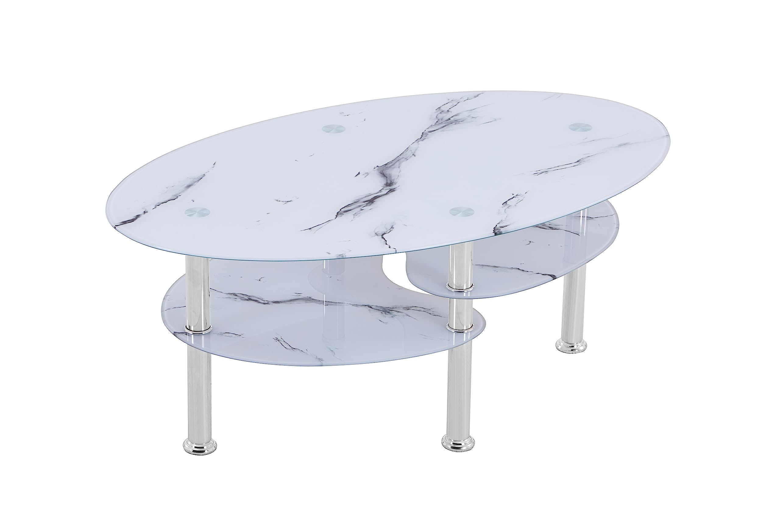 Euro-salontafel glas met 8 mm veiligheidsglas en gefacetteerd geslepen glas, ideaal als bijzettafel/woonkamertafel (98 x 58 x 42 cm) moderne helder/satijnen afwerking