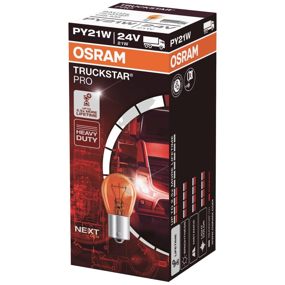 Osram 7510TSP TRUCKSTAR PRO PY21W, Standlichtlampe, 24V, 10er Faltschachtel, Anzahl 10