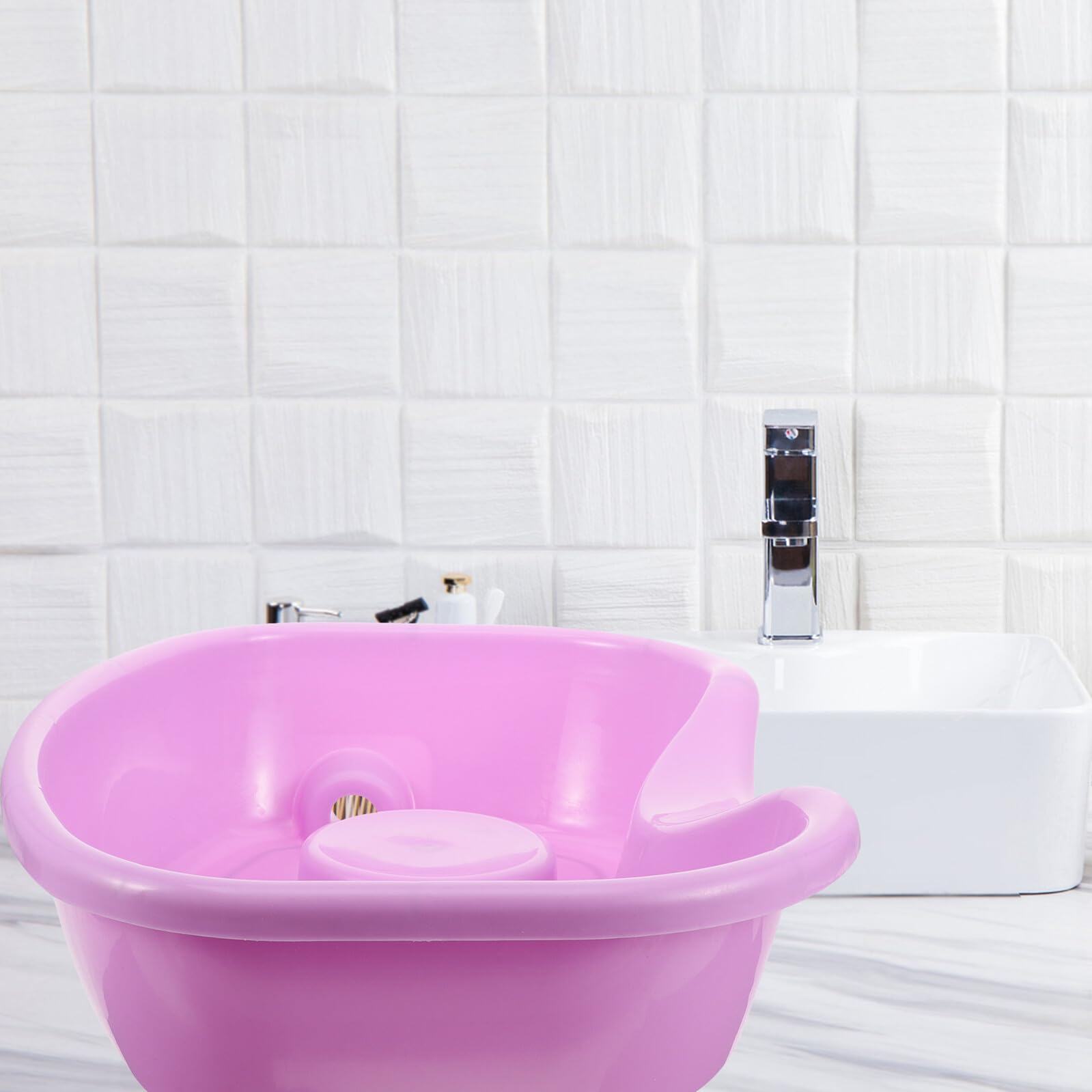Haarwaschbecken aus Kunststoff für Bettlägerige Ergonomisches Shampoo Becken mit Nackenanpassung Großes Tragbares Waschbecken für Senioren und Schwangere