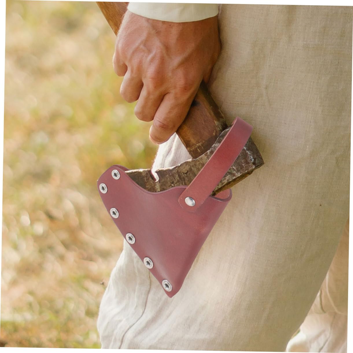 Lurrose insieme dell'ascia borsa porta utensili borsa portautensili protettore sopravvivenza attrezzo custodia protettiva per attrezzi copertura protettiva dell'ascia pelle Brown