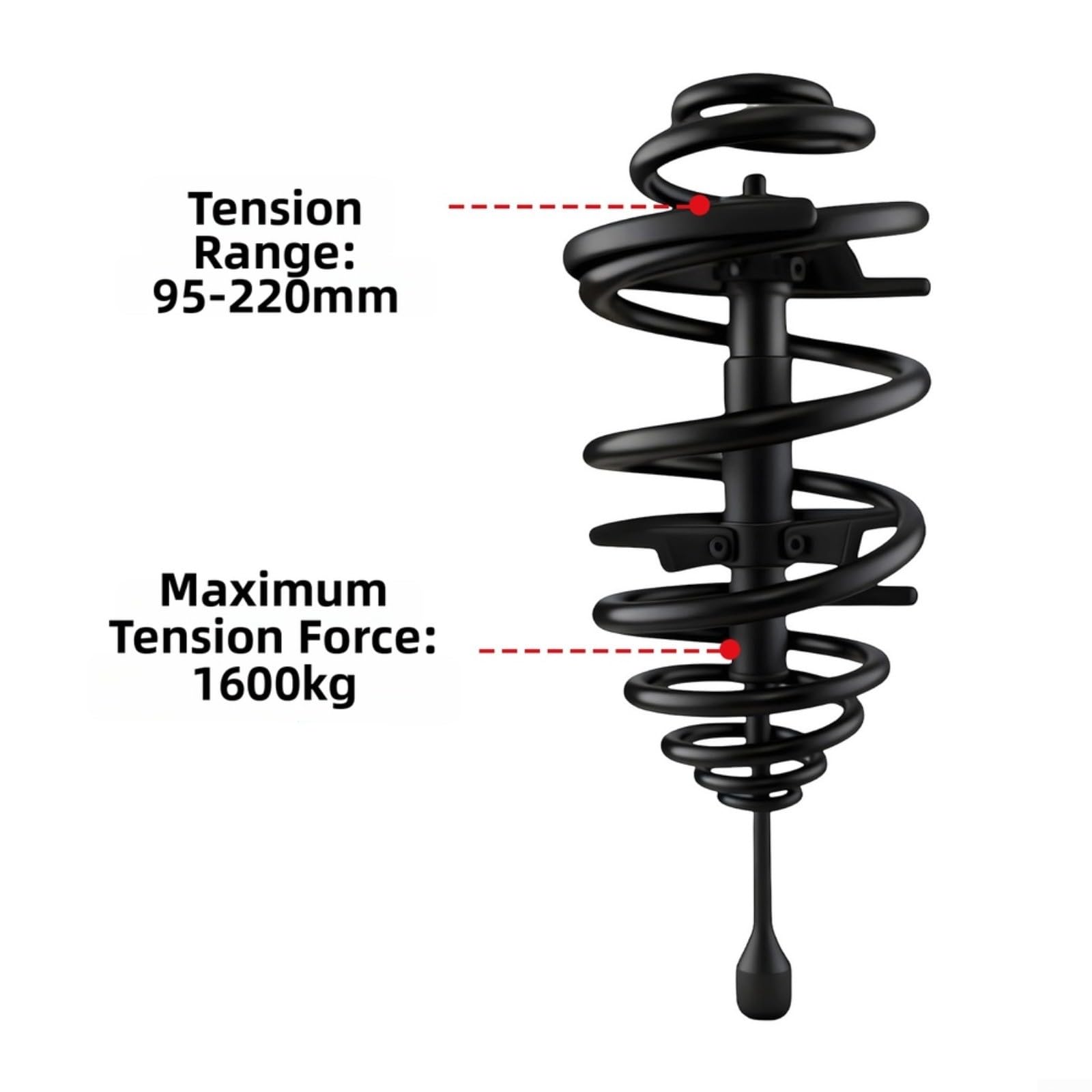Herramienta de compresor de resorte para extracción de amortiguador trasero de coche, kit de desmontaje de suspensión de acero 45#, rango de 95-220 mm
