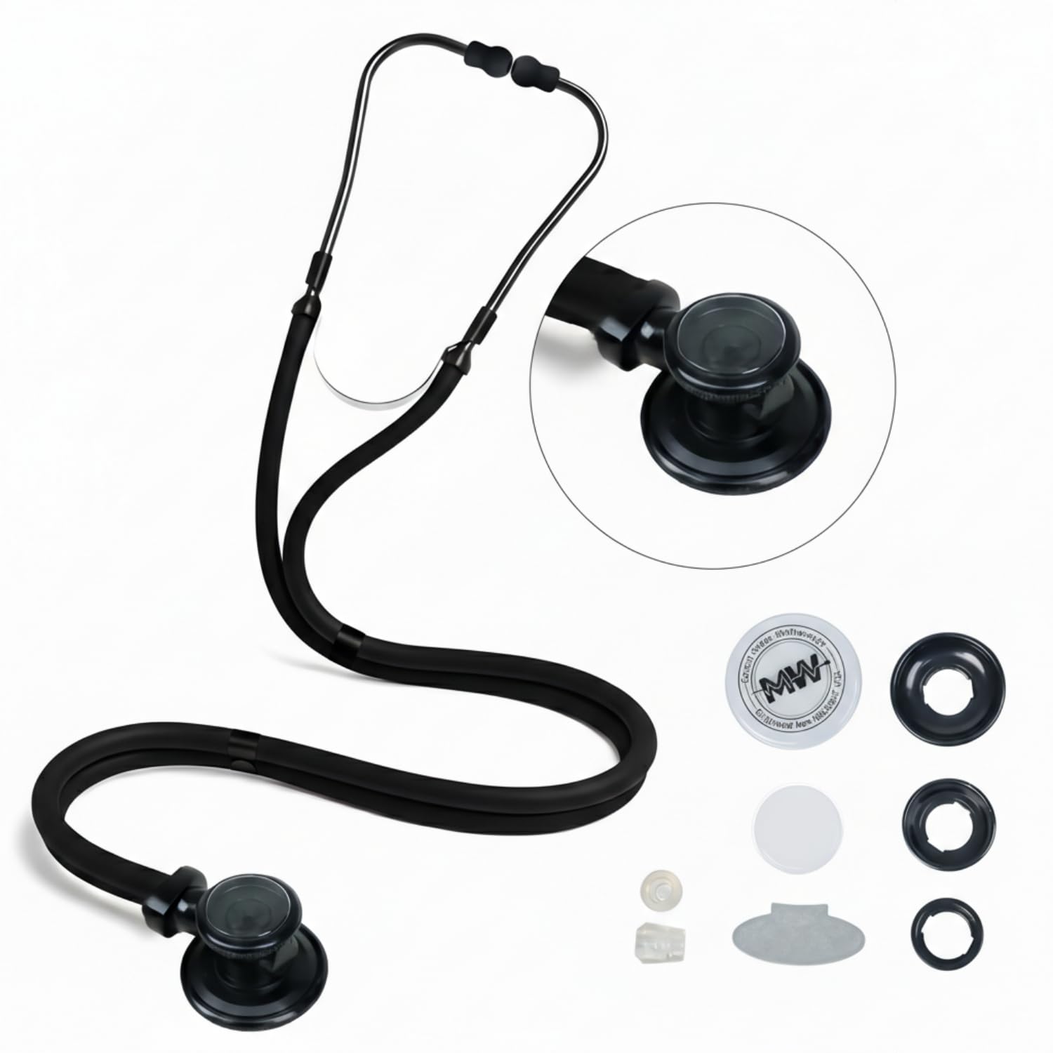 MaiWieel-Sprague Rappaport Stethoscope Dual Head Titanium Black Stethoscopes For Nurses,Doctor,Student and Home Use