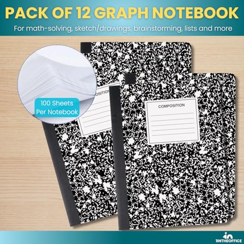 Cahier de composition quadrillé noir pour éviter de perdre vos notes importantes format 19,5x24,5cm