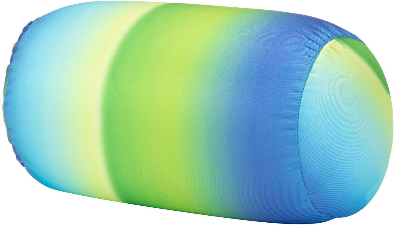 Squish Microbead Pillow Neck Lumbar Body Sopport Microbead Bolster 7 and 12Inches Travel Pillows for Chair Sleeping Car Seat Emotional Colorful Dormroom Accessory (Blue+Green)