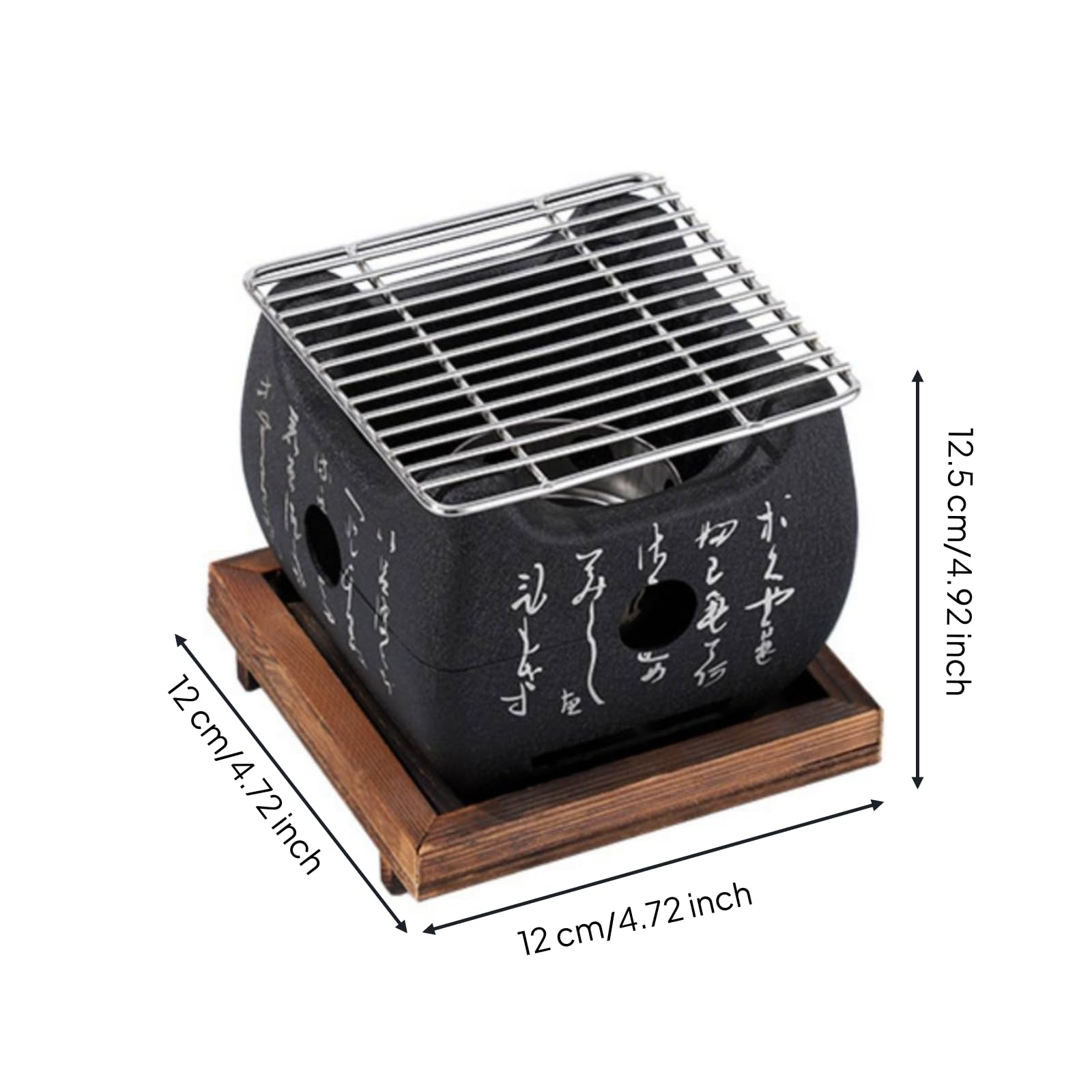 Griglia da Tavolo a Carbone Giapponese Braciere con Base in Legno Portatile Mini Barbecue a Carbone per Coppie, Casa, Giardino