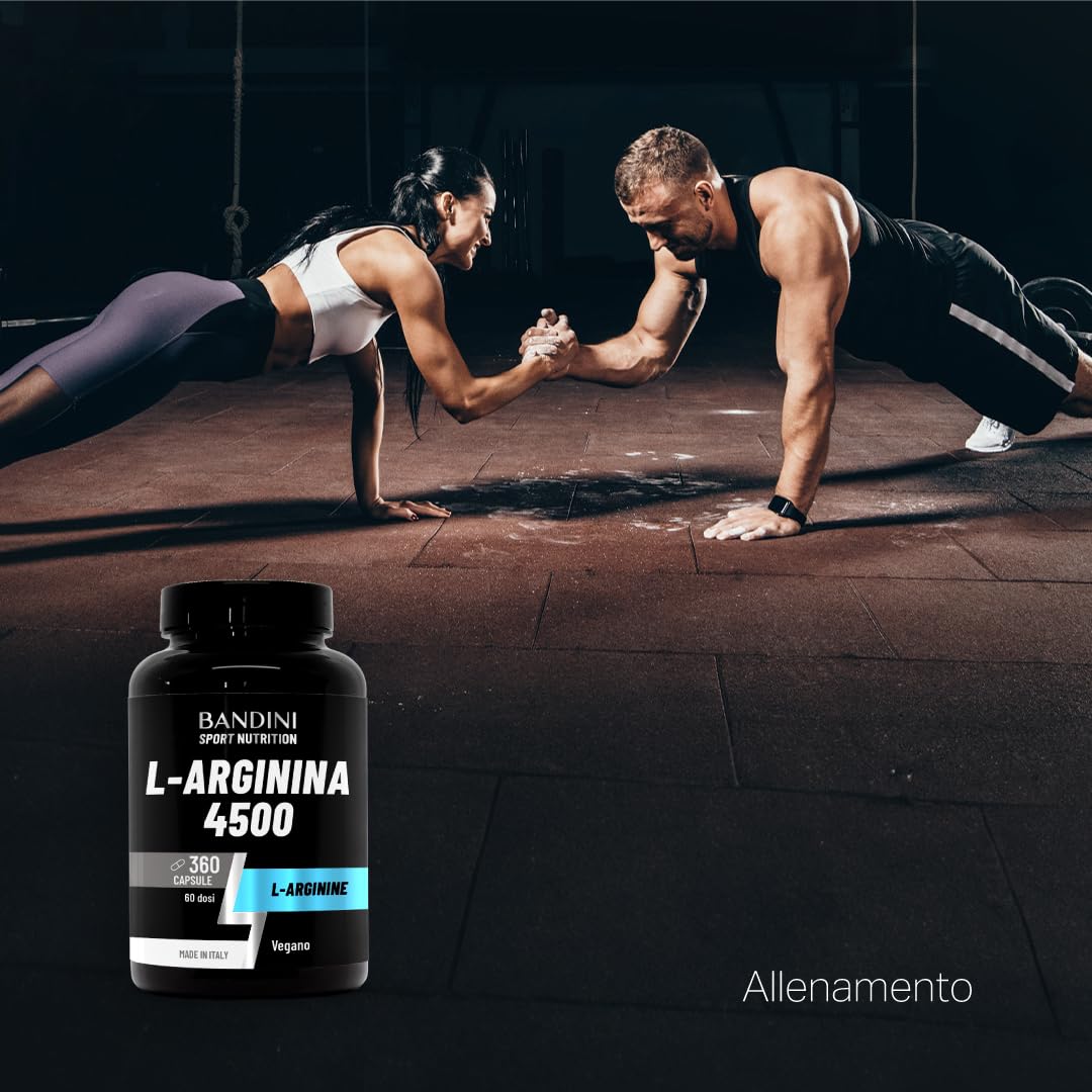 Bandini® L-Arginina 4.500 mg 360 Capsule Alto Dosaggio - Pura L-arginine HCL - Integratore Alimentare Sportivo senza Additivi non Necessari - Qualità Italiana - Alternativa a polvere o compresse