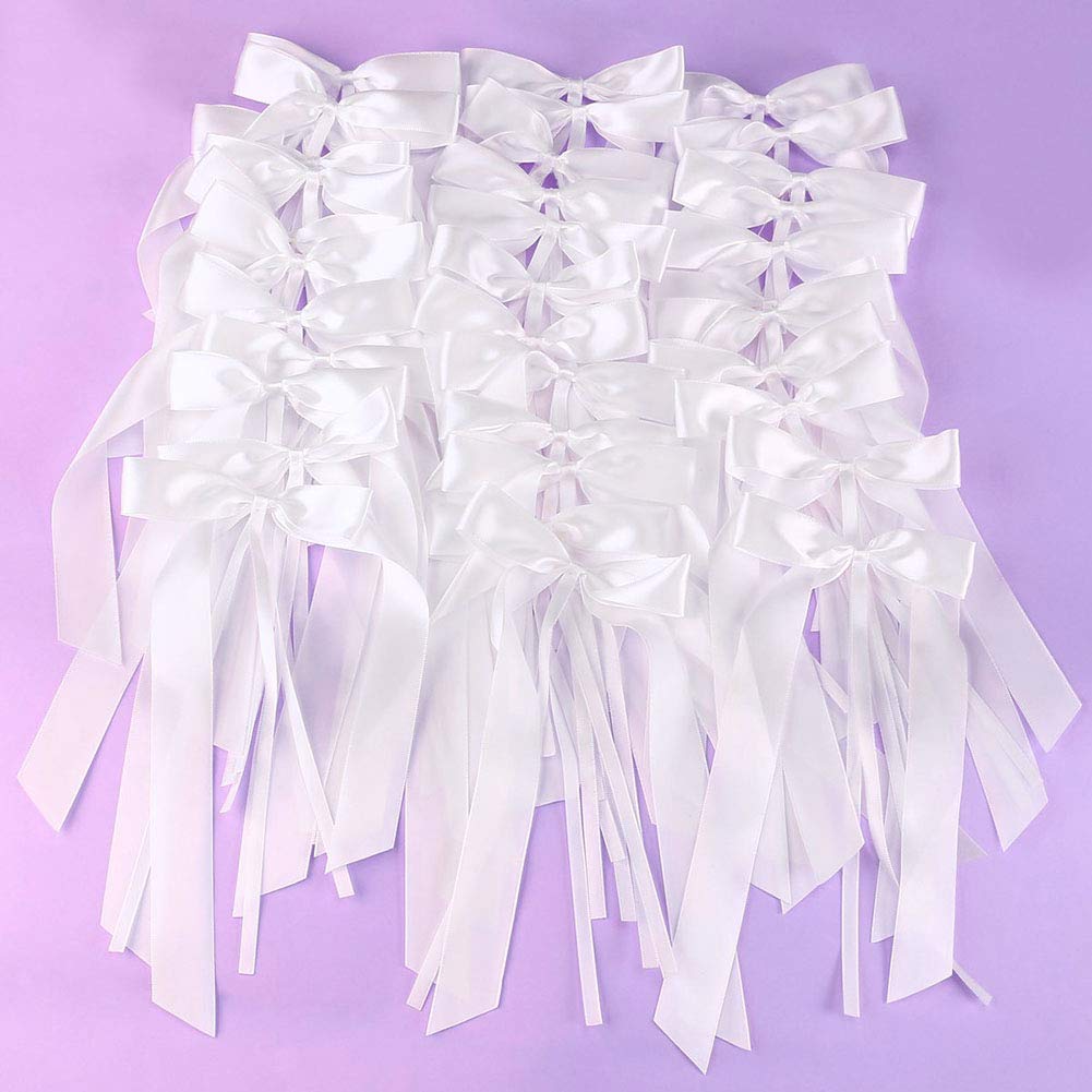 30 Pièces Noeuds De Ruban Blanc Pour Décoration Mariage - Arcs Satin Élégants Pour Voiture, Cadeaux Et Cérémonie