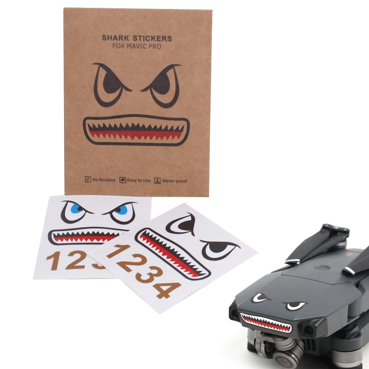 Shark Face Design Sticker for DJI Mavic/Mini Series, Decal Skin DIY  Accessory for Mavic 3/2 MINI SE/Air 2S Mini Mini Pro, Shark  Emoticon