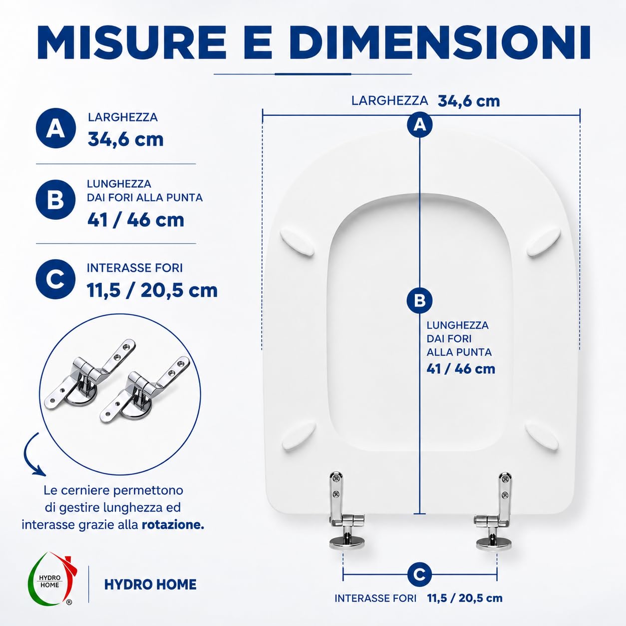 Compatible Gemma 2 Dolomit ECO, Tabletka toaletowa Malowane Drewniane Z Regulowanymi Zawiasami,Oś Wc Biały Kolor HYDRO HOME
