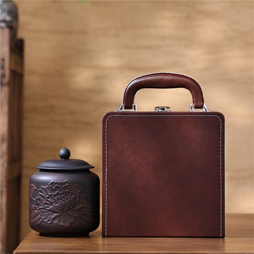 Organizer do torebki na herbatę pojemnik do przechowywania herbaty tłoczona fioletowa ceramika retro puszka na herbatę z pudełkiem upominkowym kuchnia zamknięta puszka luźna herbata pojemnik do