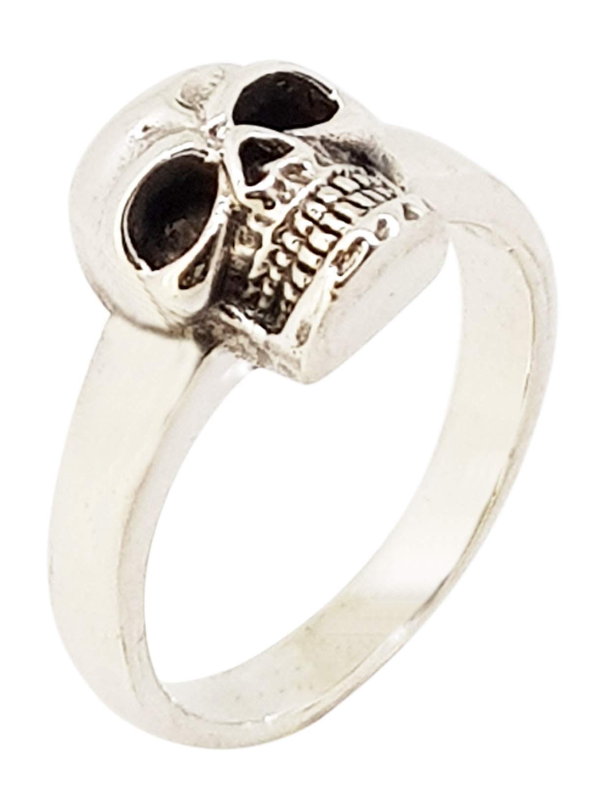 Treasure Bay Anillo de plata de ley 925 con cráneo pulido para hombres y mujeres