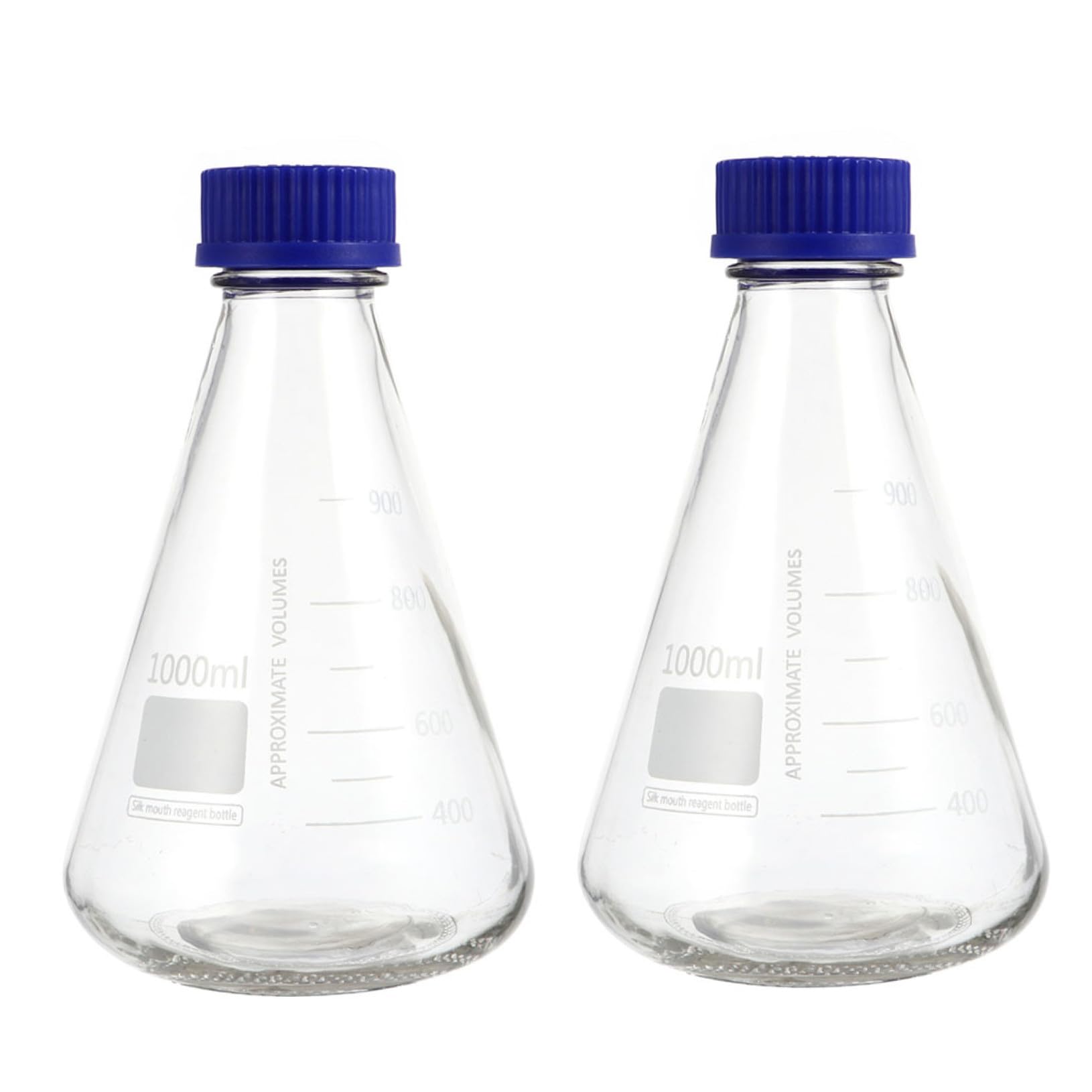 2 Beute Erlenmeyer Vetro Coniche 1000ml per Chimica