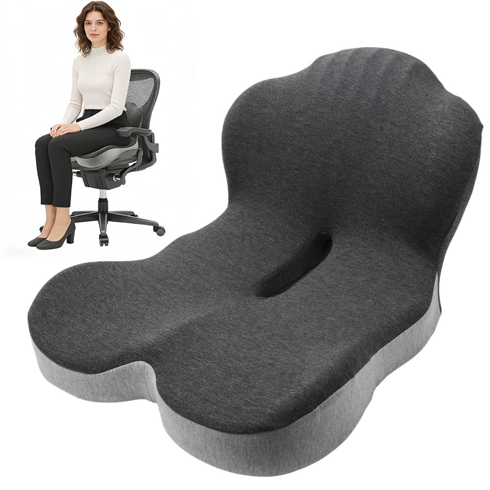 Ortopedyczna poduszka do siedzenia, poduszka na kość ogonową, ergonomiczna poduszka do siedzenia, poduszka podpierająca okolice lędźwiowe, duża poduszka na fotel samochodowy z pianki memory