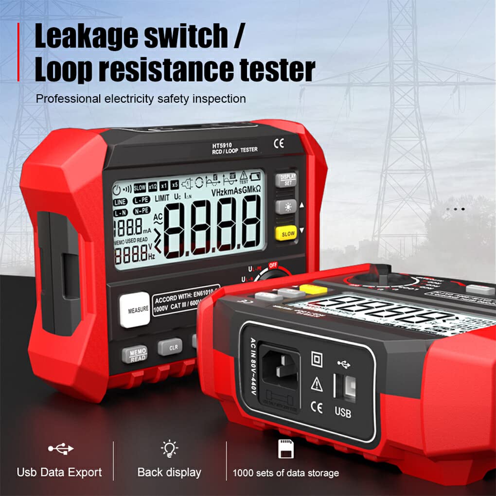 Probador de Resistencia HT 5910 Probadores LCD RCD Medidor de Resistencia de Aislamiento Sistema fácil de Usar Equipo Industrial
