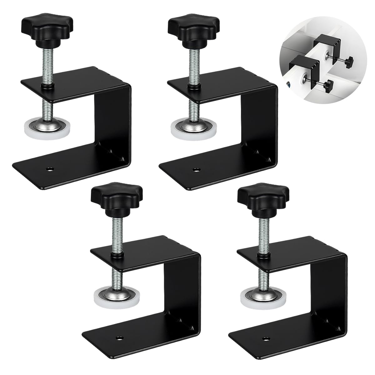 Drawer Front Installation Clamps Drawer Face Clamp Mounting Jig Carbon Steel with Soft Silicone Protective Pad - 4 Pack
