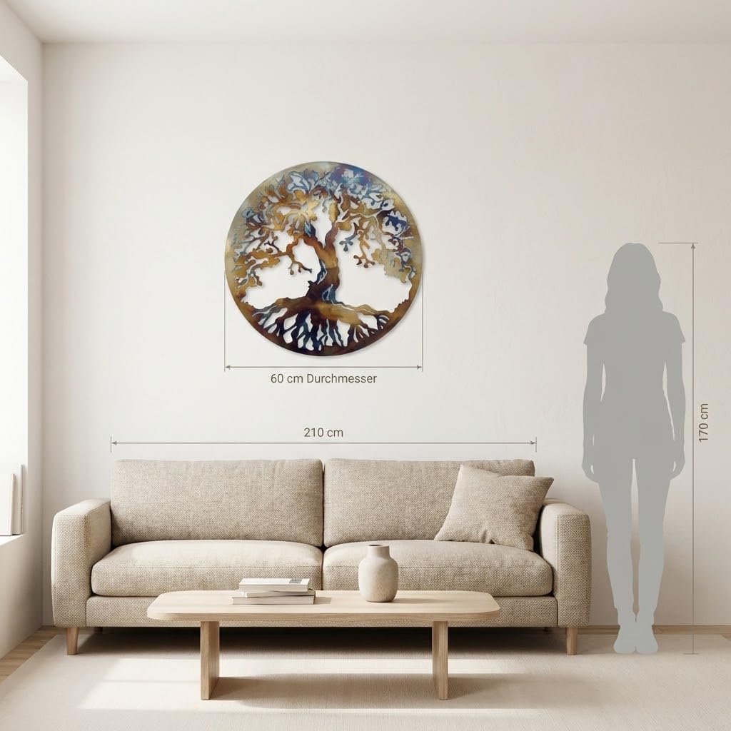 Arbre de Vie, la Chaleur de Couleur 59,7 cm Décoration Murale en métal