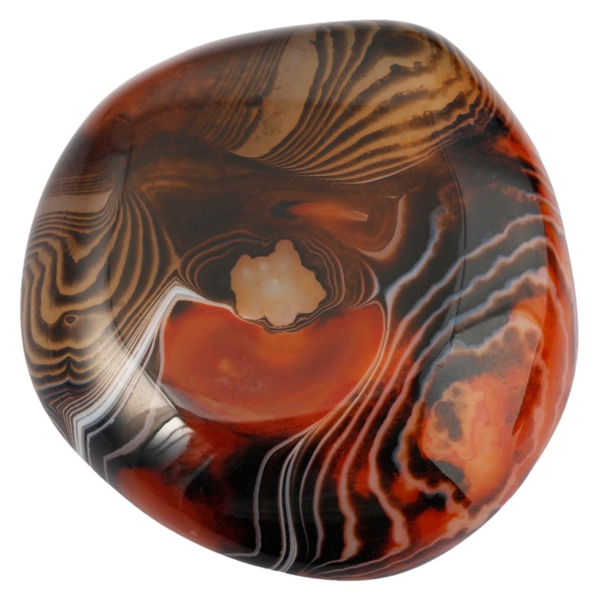 Nupuyai Sardonyx Naturelle Pierre de Palme pour la Relaxation et Yoga Méditation, Pierre de Poche Polie Irrégulière pour Pierre de Collection et Reiki Chakra (100-200g)
