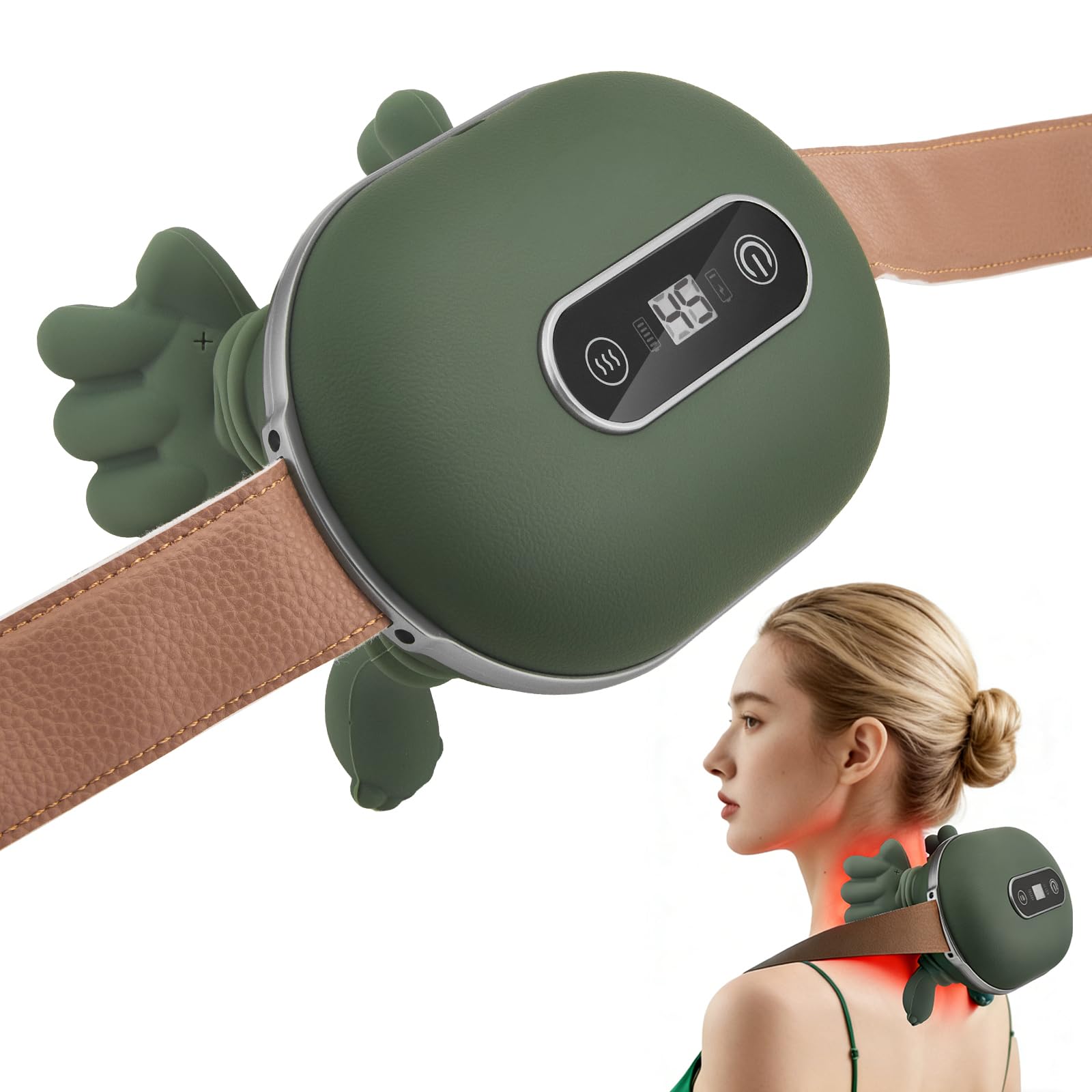 4D Nackenmassagegerät, Massagegerät Nacken mit 3 Massageeinstellungen & Wärme, Touchscreen-Tasten, Tragbares Nacken und Schulter Shiatsu Massagegerät für Zuhause, Büro & Reise