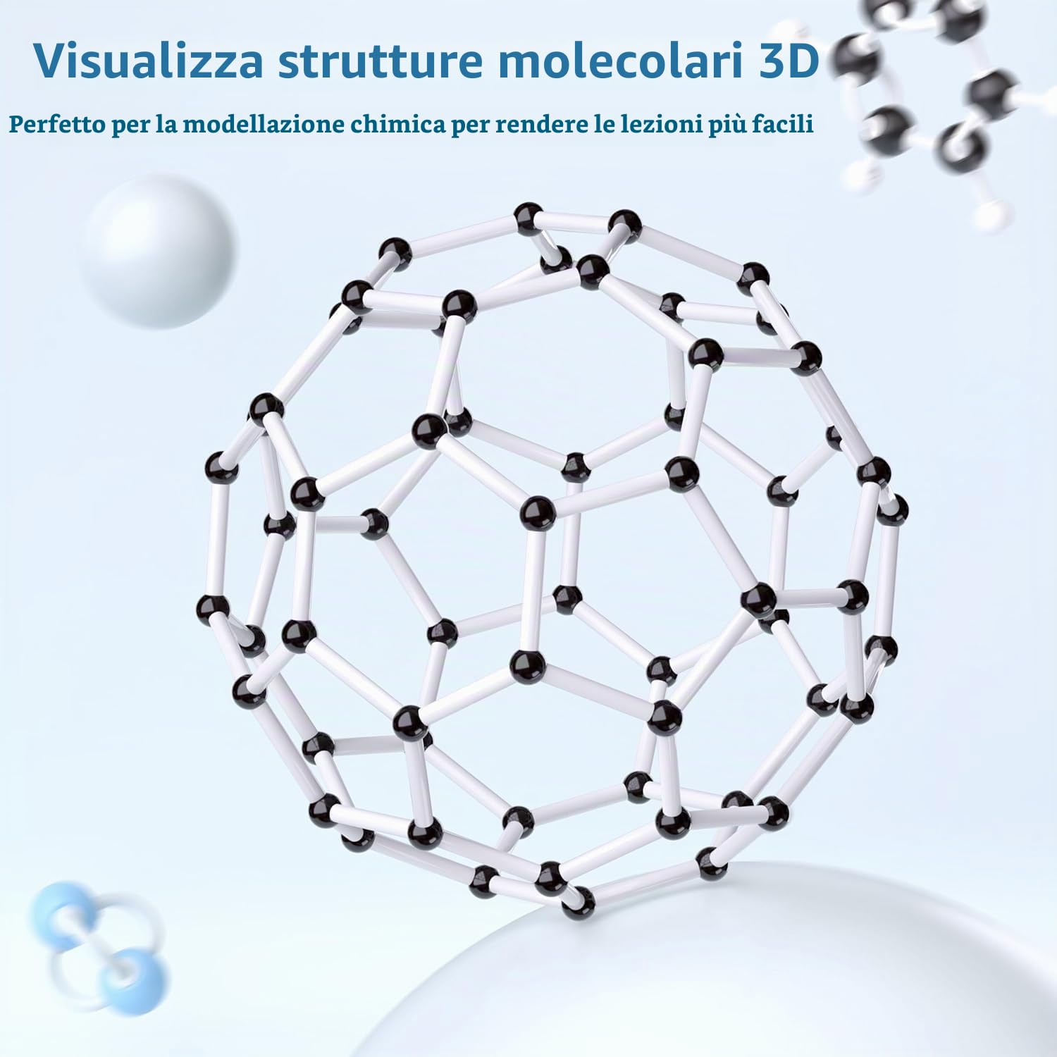 Modello Molecolare di Chimica 818 Pezzi, Kit Modello Molecolare per Chimica,Set Studenti o Insegnanti per l'apprendimento della Chimica l'entusiasmo con Set di Fullerene