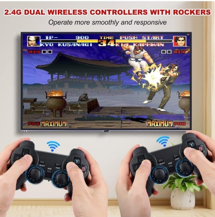 M8 4K Game Stick Lite 64GB with Dual 2.4G Wireless Game Controllers | Plug & Play Retro Console with 10000+ Classic Games | HDMI TV Video Game Console | Black 1