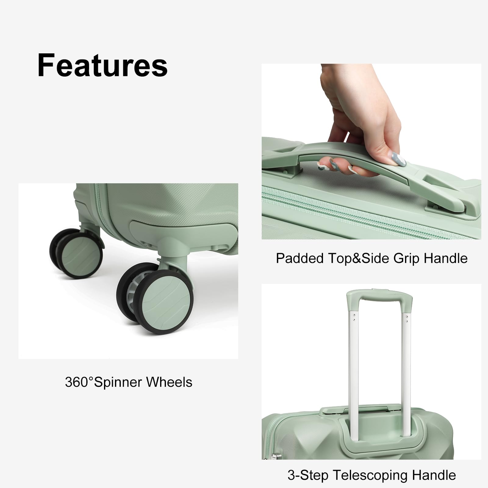 Sea choice Valigia Trolley Piccola ABS Bagaglio a Mano con Borsa da Toilette e Borsa da Viaggio Valigie con Lucchetto TSA Cerniera YKK Ruote a 360°