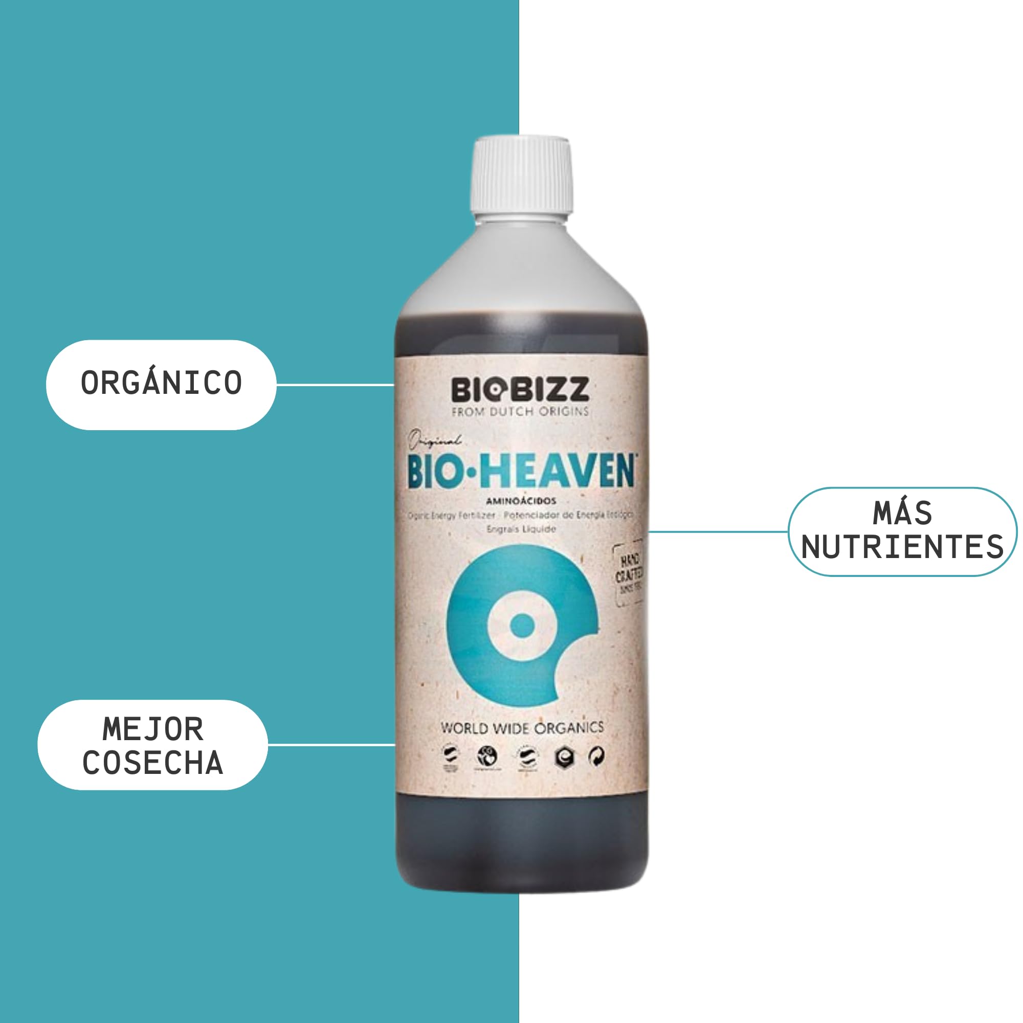 GROWMANIA Bio Heaven von BioBizz 1L + Probe Boost Up + Messbecher | Nährstoffaufnahmeverbesserer | Ideal für alle Pflanzenarten