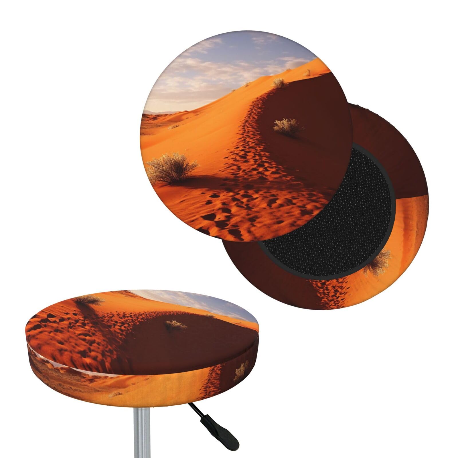 NONHAI Desert Bar Stool Cover Round Elastic Stool Cushion Covers Dustproof Bar Chair Cover Washable Stool Cushion Slipcover Stretch Stool Seat Covers for 12-14 Inch Chair