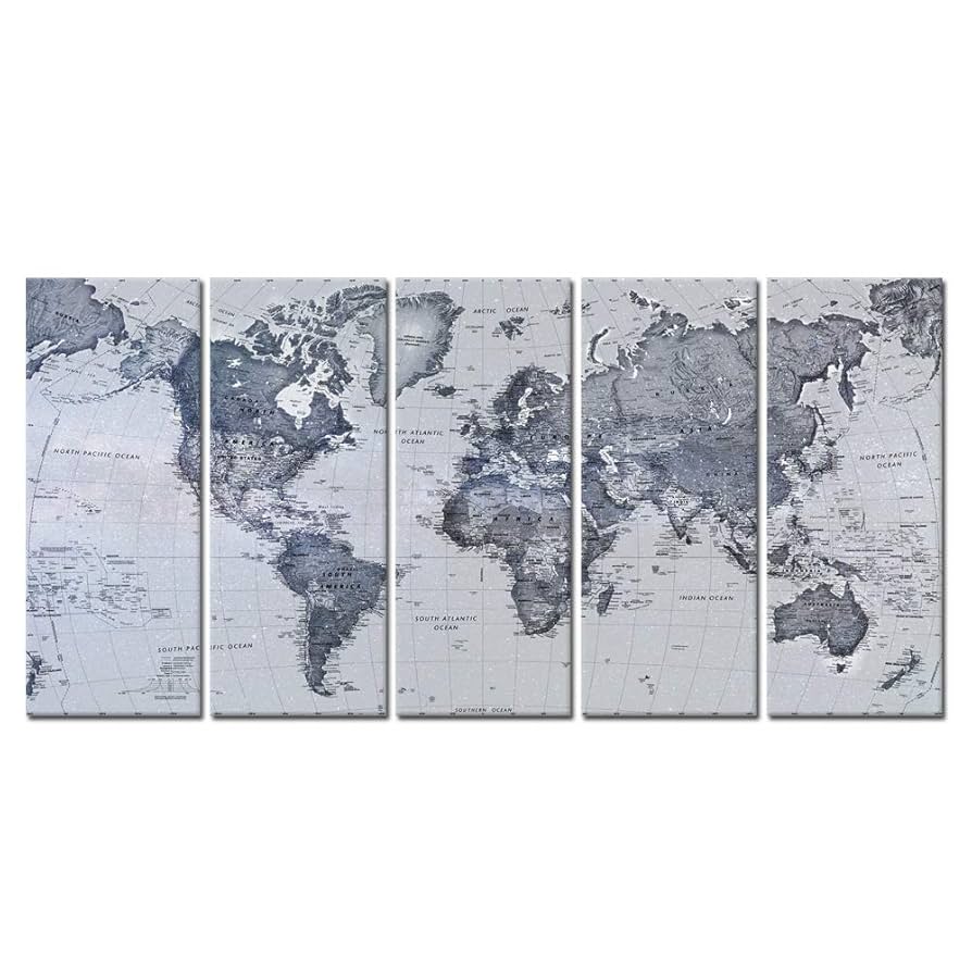 新品・未開封　bolt from the blue　World Maps Amazon.com: Goldfoilart Vintage World Map Canvas Wall Art
