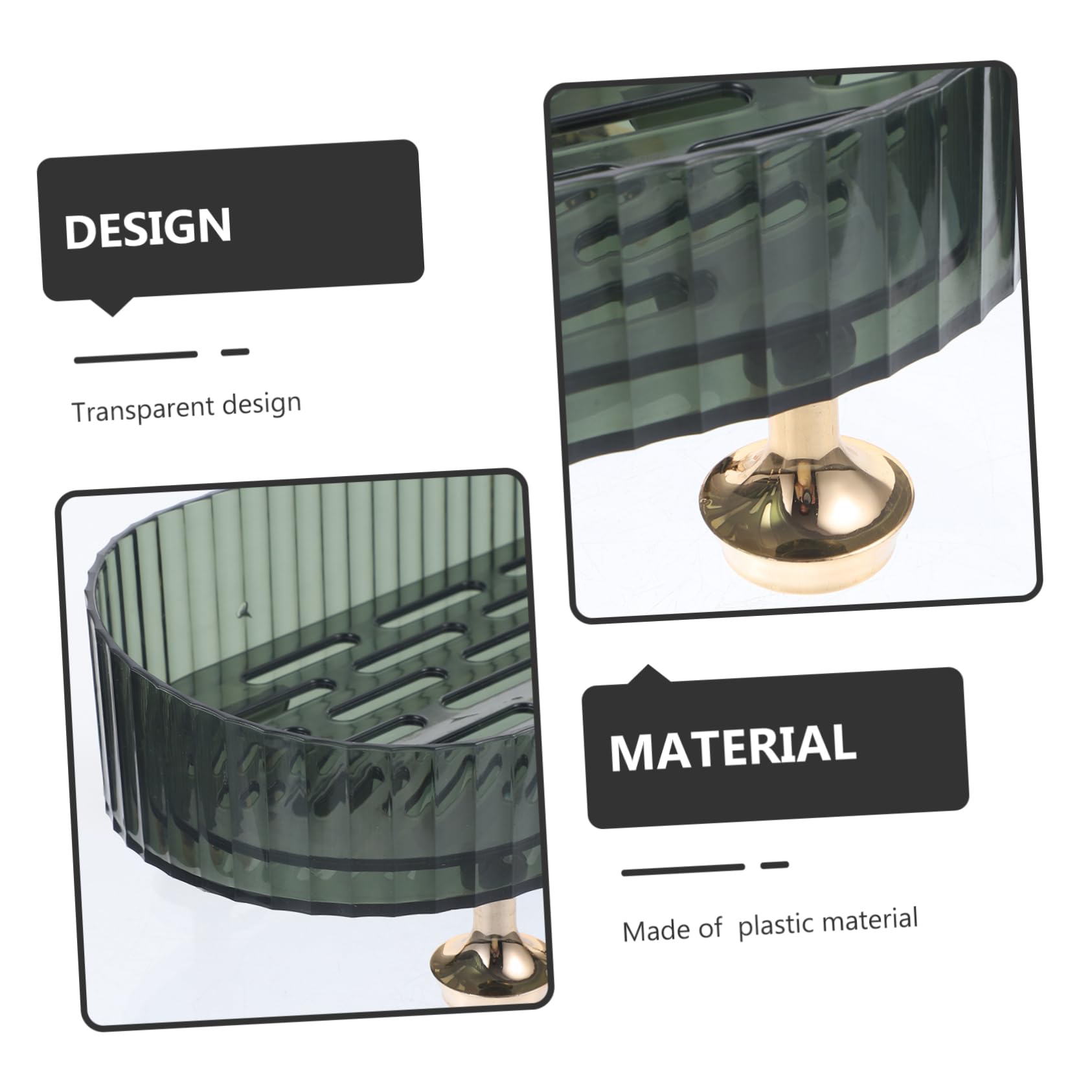 MUCKLILY Soap Holder Self Draining Tray for Bathroom Countertop Storage Transparent Toiletries Organizer for Soap Toothbrushes and Cosmetics Design