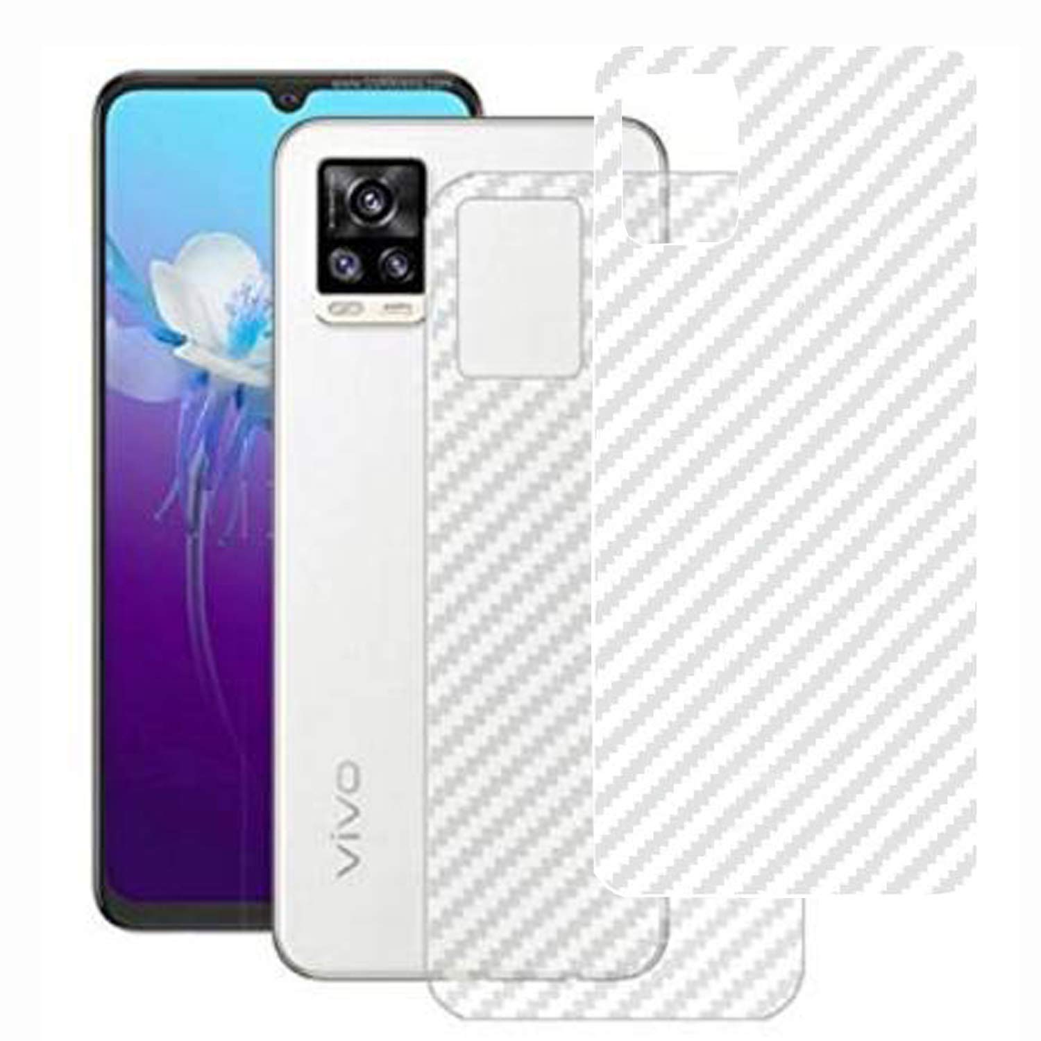 VIVO V20 Back Screen Protector , 3D Back Skin Carbon Fiber Ultra-Thin Protective Film (2 Packs) Transparent Back Cover for VIVO V20