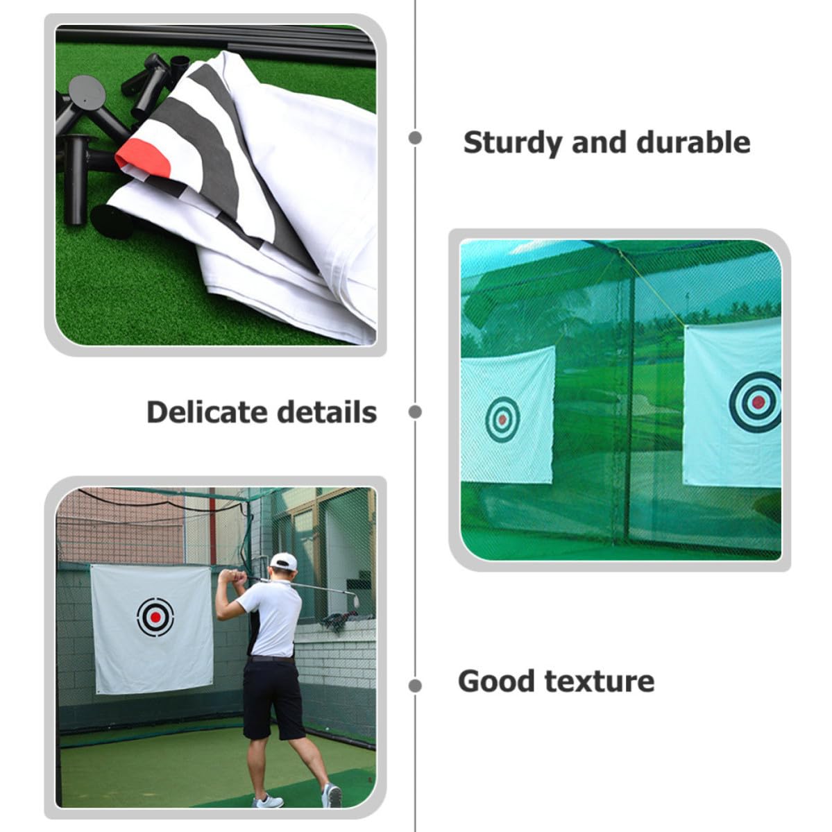 SHINEOFI Segeltuchnetz Golf Zielübung aus Canvas Weiß Leicht und Robust für Schlag und Schwungtraining Übungsnetz für Familienfeier und Training