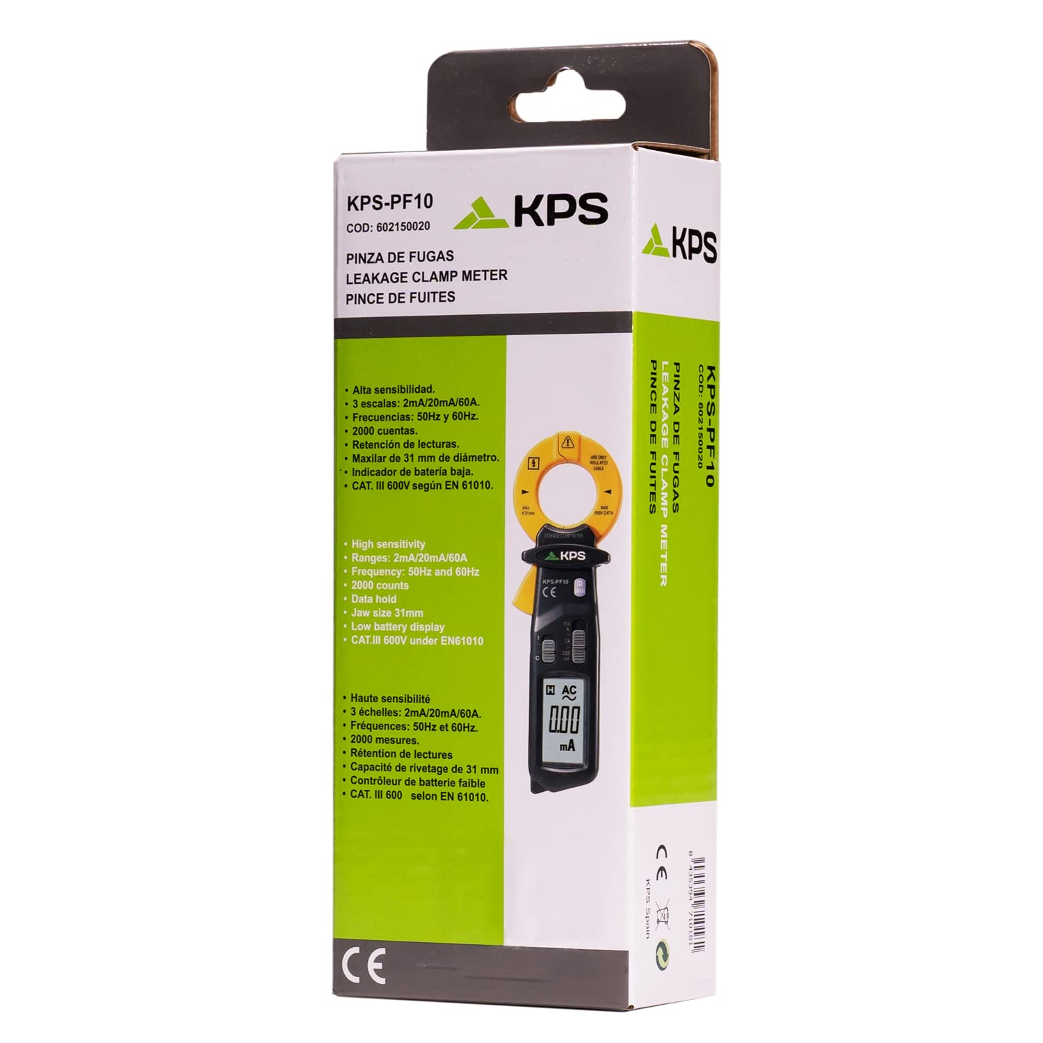 KPS-PF10 Pinza di Corrente di Dispersione AC 60A 2000 punti CAT III 600V Pinza amperometrica