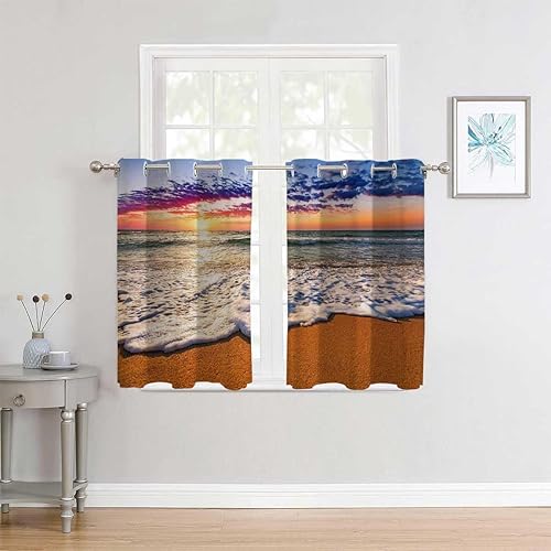 Miniatura 3 de Noise Cancelling Curtains Sea and Sky Landscape Door Cover Curtain Cortinas para Ventanas De Cuarto 55Inch Width by 72Inch Length,2 Panels