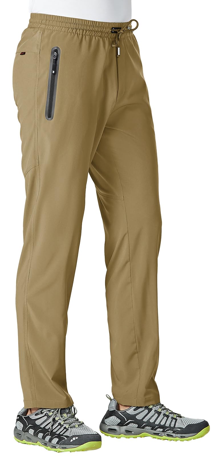 Rdruko Men's Casual Pants Lightweight Quick Dry Stretch Workout Gym Athletic Sweat Pants with Pockets(Khaki, US XXL)