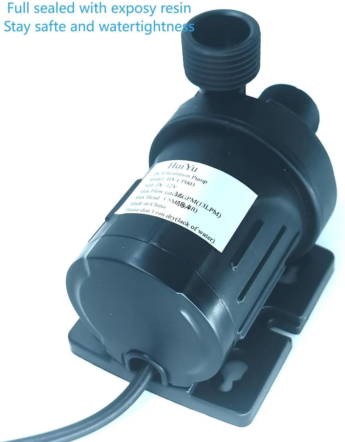 HuiYu DC 12V Small Water Pump Hot Water Circulation Pump 3.5GPM 18W 5.5M Low Noise Submersible Solar Water Pump With Power Supply