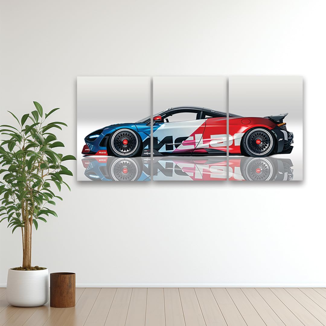 zenithink Mclaren Racing Car Wall Poster, Pack Of 3-8x12 inch (A4 Size-300GSM) Included Glue dots Wall Decor Posters Wall Art For Bedroom, Living room, Office, Dining Room-Cardstock
