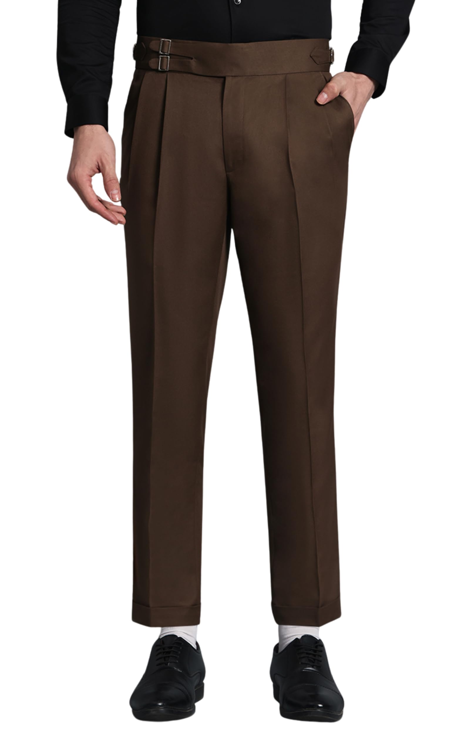 Gurkha Pants for Men | Trouser for Men | Formal Pant | Double Buckle | Regular Fit Trouser High Waist Pleated Casual Trousers | Straight Leg Pants for Office Smart Casual Travel Party-picture-15