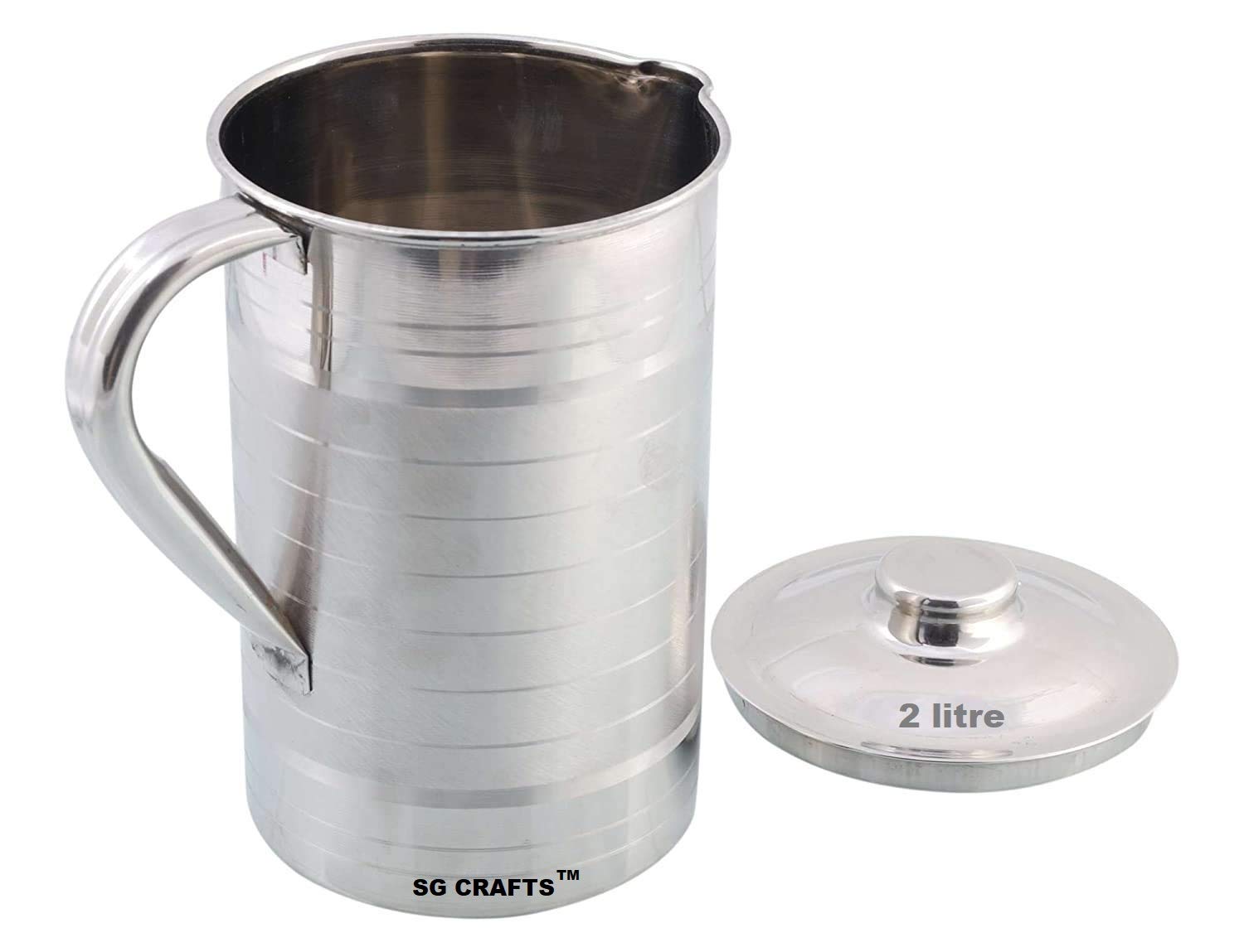 Stainless Steel Water Jug - 2L with Silver Design -4 Stainless Steel Water Jug - 2L with Silver Design -4