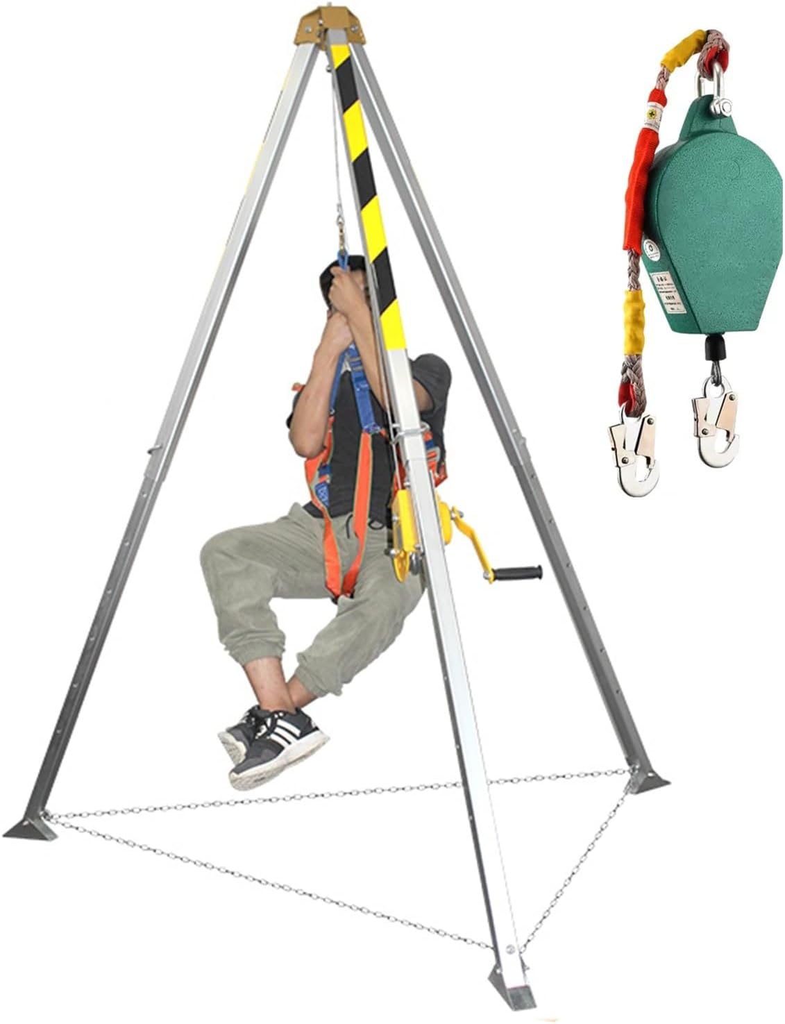Economy Sewer Rescue Tripod - Heavy-Duty Confined Space Lifting Equipment with Self-Lock Device for Manhole, Cable Trench, Wells & Underground Pipes, Supports 400lbs Min Load