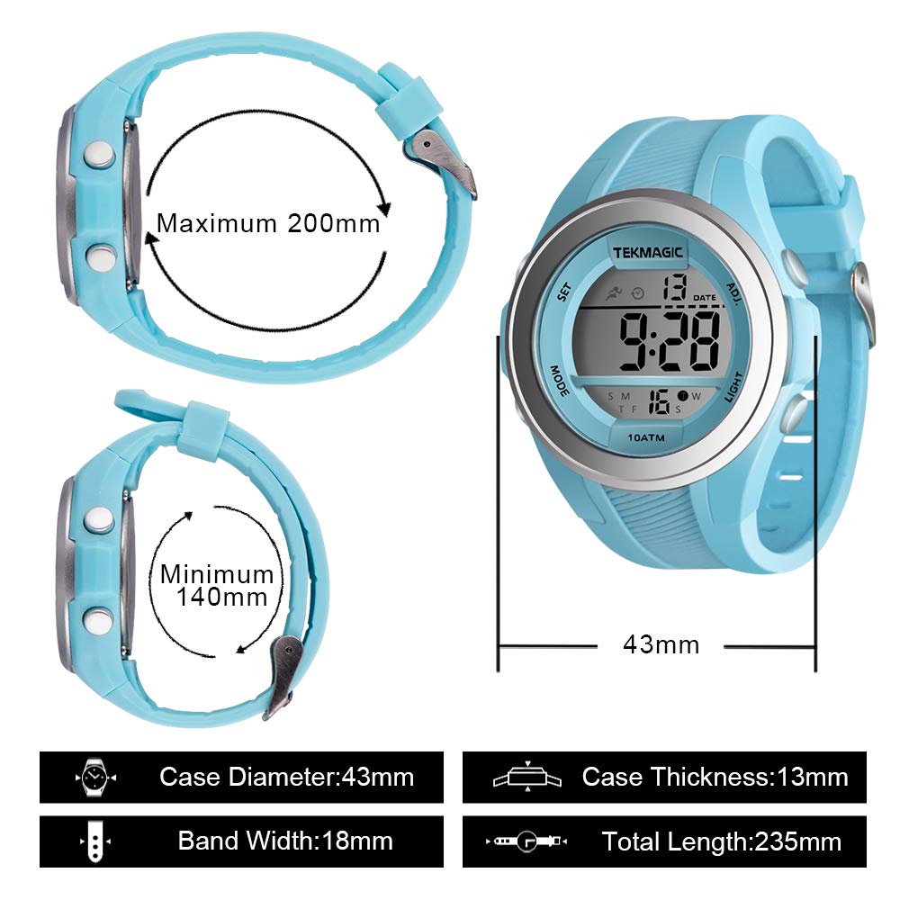 Montre Bracelet Filles Etanche 100 Mètres pour Plongée et Piscine avec Chronomètre, Réveil, Minuteur, Double Fuseau Horaire, Calendrier, Rétroéclairage, Format 12 ou 24 Heures