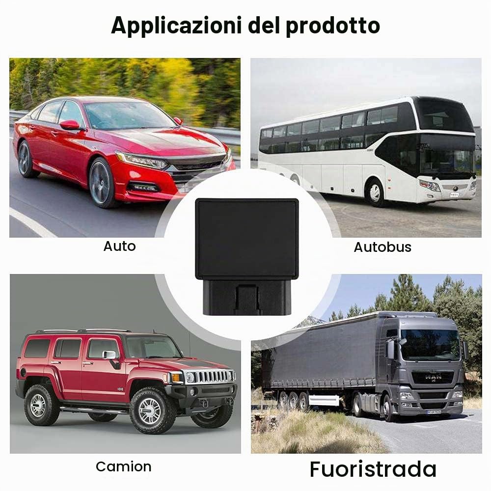 OBD Localizzatore GPS 4G, Monitoraggio in Tempo Reale/Geo-Fence Allarmi/App Gratuita, Sistema di Allarme per Auto, Plug&Play