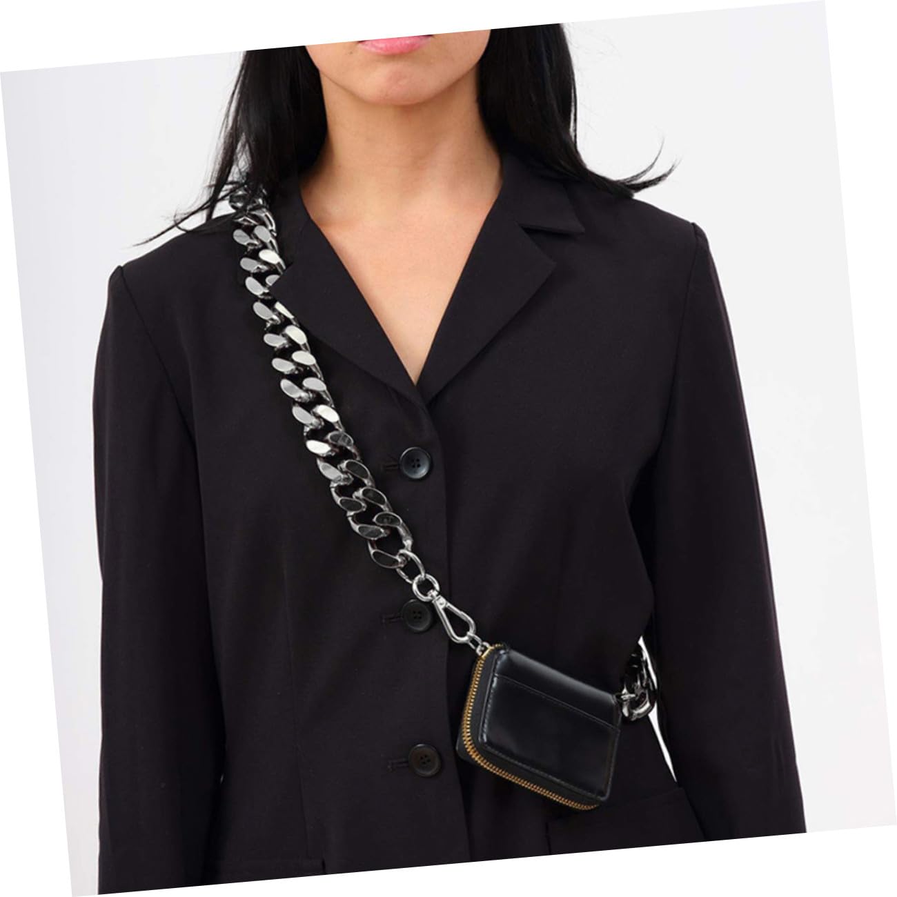 Schicke Silberne Metall Taschenkette für Damen, 60cm mit 2 Karabinern