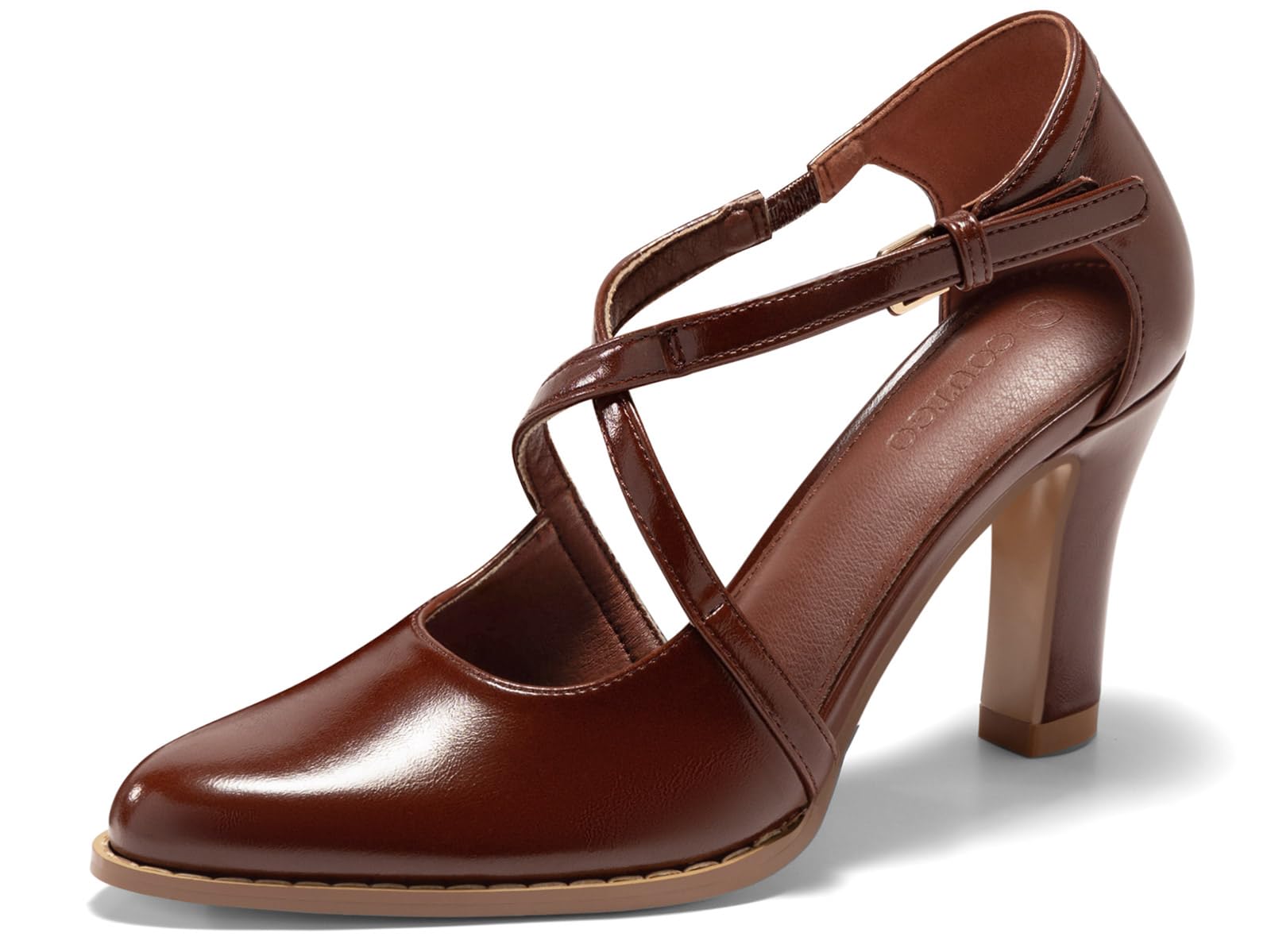 Coutgo Women's Pointed Toe Chunky High Heel Pumps