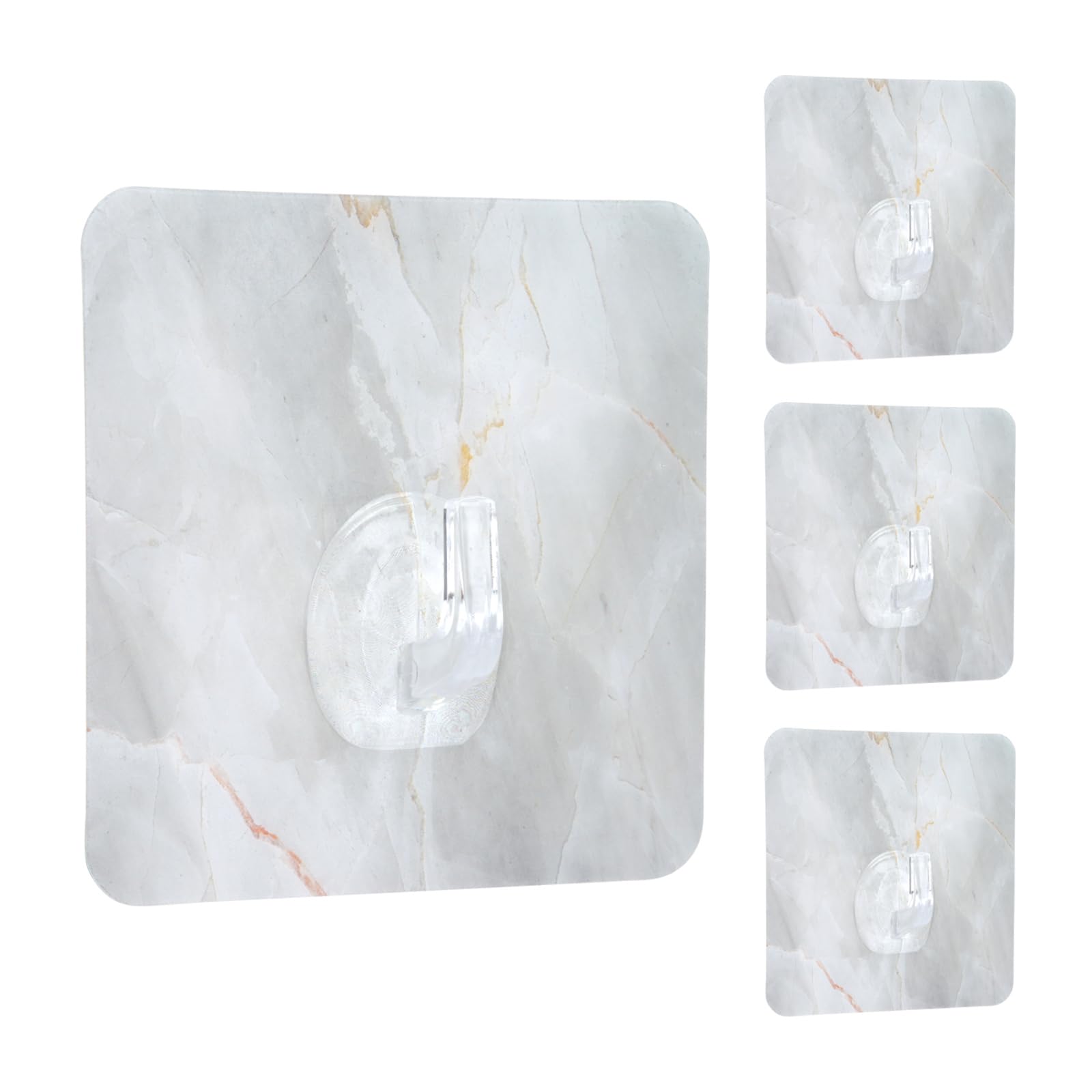 Photo 1 of 2 packs raings Self Adhesive Hooks, 4 Pack Plastic Seamless Wall Hooks Without Nails for Hanging Heavy Duty, Waterproof and Rustproof Sticky Hooks for Inside Shower, Bathroom, Outdoor, Key, Kitchen (Marble)