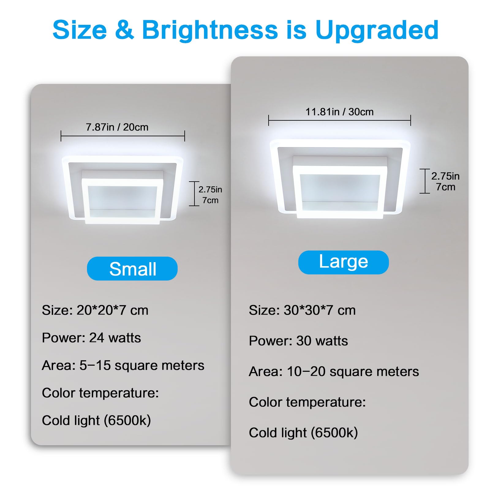 SENQIU Modern LED Ceiling Light, 30W Acrylic Square LED Ceiling Lamp - Image 3