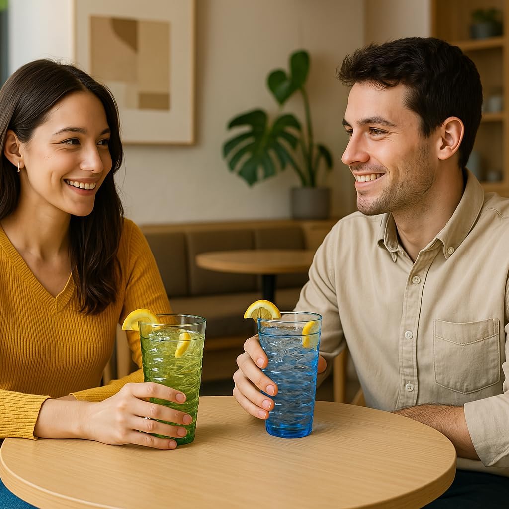 20-ounce Plastic Tumblers, Acrylic Drinking Glasses High-Balls, set of 6 Multicolor Reusable Plastic Cups, Stackable, BPA-Free, Shatter-Proof, Dishwasher-Safe - Image 6