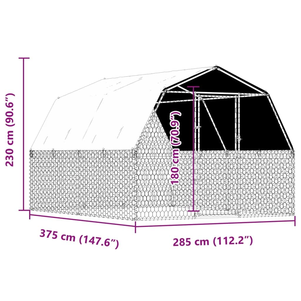 IKAYAA Recinto per Cani da Esterno Box per Cani con Tetto e Anta Kennel per Cani da Esterno Gabbia Cani in Acciaio Zincato-375 x 285 x 230 cm