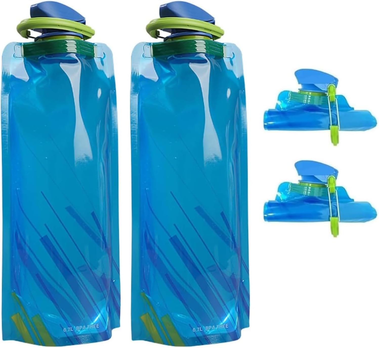 Jinora 2 Pack Collapsible Water Bottles for Travel – 20oz Foldable Water Bottle with Carabiner,Leakproof BPA-Free Water Jup, Portable Reusable Water Bottle for Hiking,Sports,Camping,Biking