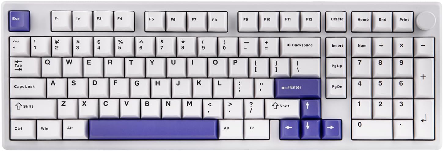 EPOMAKER Galaxy100 QMK/VIA Wireless Mechanical Keyboard with 8000mAh Battery and Numpad, CNC Aluminum, Full Size Gaming Keyboard, USB-C/BT5.0/2.4Ghz (White Purple, Wisteria Linear Switch) EPOMAKER Galaxy100 QMK/VIA Wireless Mechanical Keyboard with 8000mAh Battery and Numpad, CNC Aluminum, Full Size Gaming Keyboard, USB-C/BT5.0/2.4Ghz (White Purple, Wisteria Linear Switch)