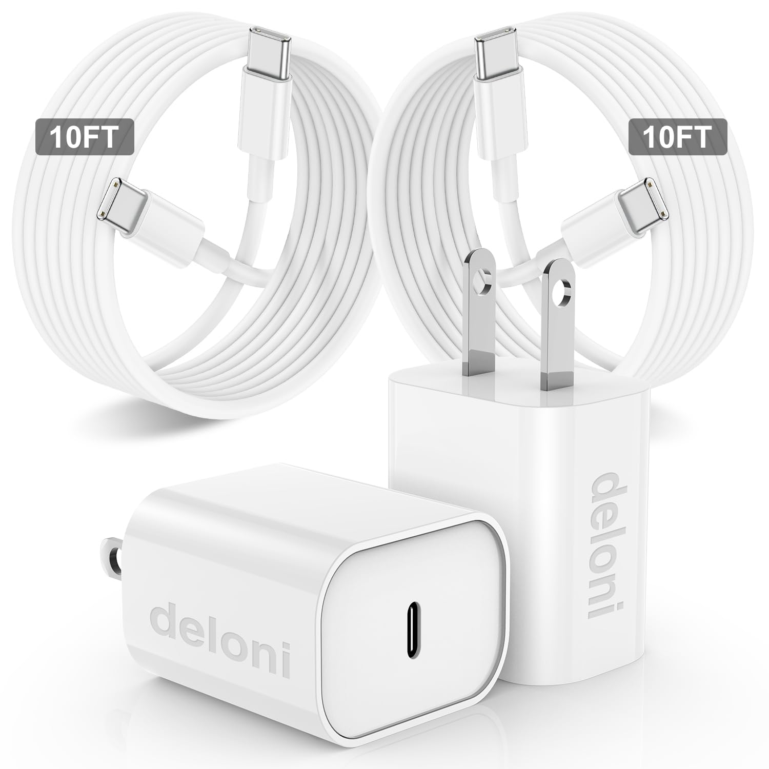New iPhone 15 16 Chargers Fast Charging, 2Pack 20W USB C Wall Charger for iPhone 16 Pro Max with 2Pack 10FT USB C to USB C Cable Compaitble with iPhone 16/16 Plus/15/15 Pro Max/iPad Pro